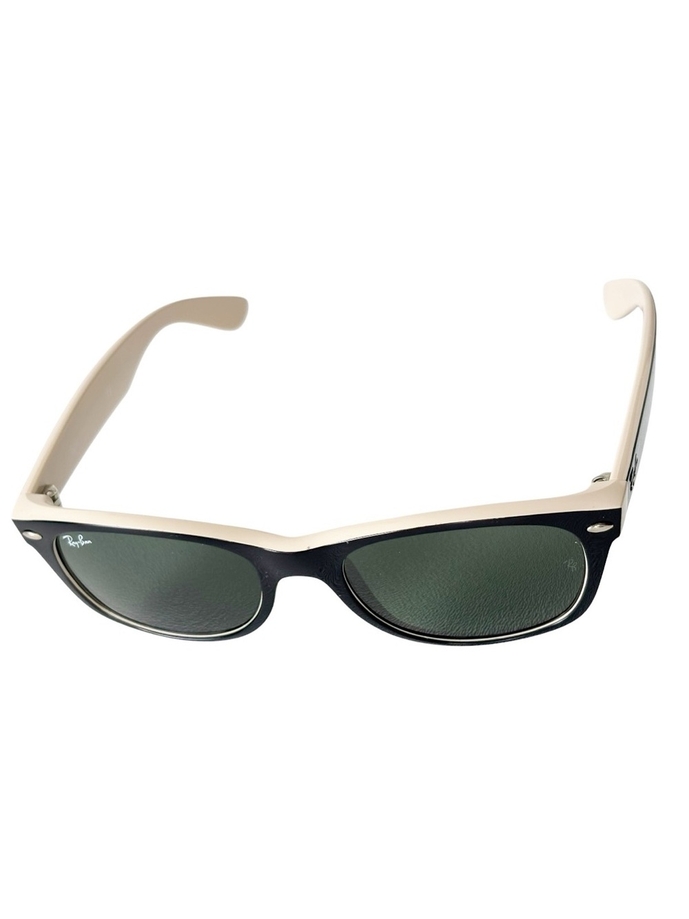 Ray-Ban New Wayfarer Bicolor black/beige Green Classic G-15 RB2132 Sunglasses - Picture 7 of 15